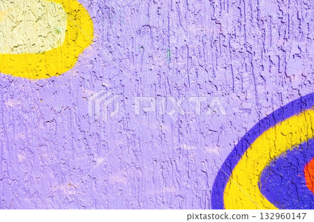 Textured Purple Wall with Bold Yellow, Blue Abstract Shapes for 90s, Funky Aesthetic Textured Purple Wall with Bold Yellow, Blue Abstract Shapes for 90s, Funky Aesthetic 132960147