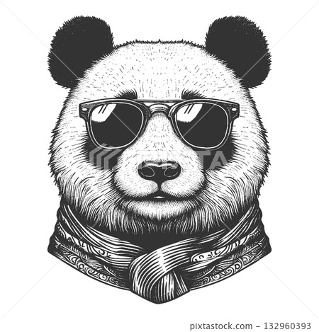 Cool Panda Wearing Sunglasses Hipster Style vector Cool Panda Wearing Sunglasses Hipster Style vector 132960393