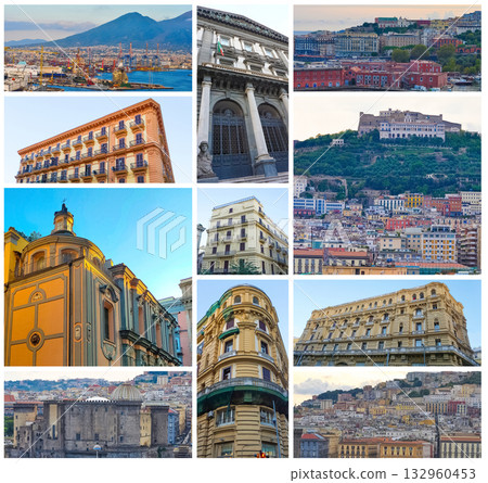 Aerial View of roof, street, building of Napoli at Italy Aerial View of roof, street, building of Napoli at Italy 132960453