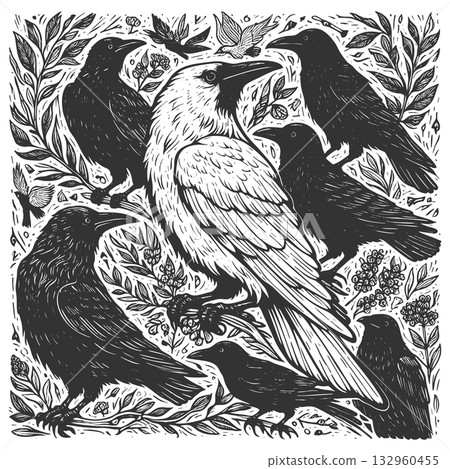 White Crow Among Black Crows Metaphor Concept White Crow Among Black Crows Metaphor Concept 132960455