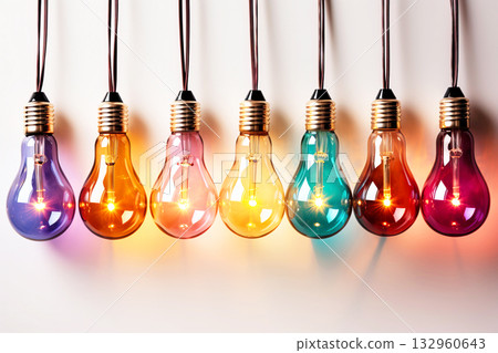 Electric garland of different colors, Christmas New Year decoration, white background isolate. Electric garland of different colors, Christmas New Year decoration, white background isolate. 132960643