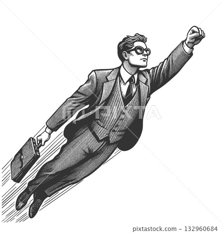 Businessman Flying Heroically vector illustration Businessman Flying Heroically vector illustration 132960684