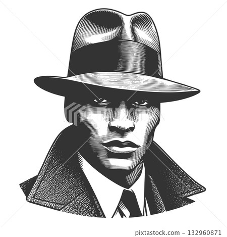 African-American gangster sketch vector African-American gangster sketch vector 132960871