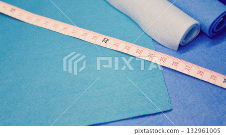 Cool-colored felt fabric and tape measure, handmade craft supplies Cool-colored felt fabric and tape measure, handmade craft supplies 132961005