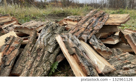 Chopping slab firewood for stove ignition Chopping slab firewood for stove ignition 132961126