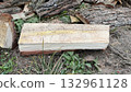 Chopping slab firewood for stove ignition 132961128