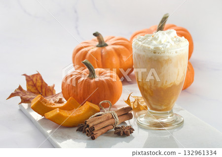 Autumn Pumpkin Spice. A creamy pumpkin spice latte with fresh pumpkins and spices 132961334