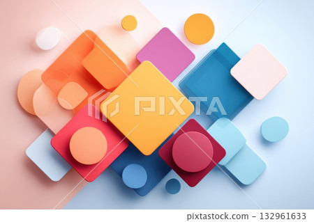 Colorful abstract geometric shapes composition Colorful abstract geometric shapes composition 132961633