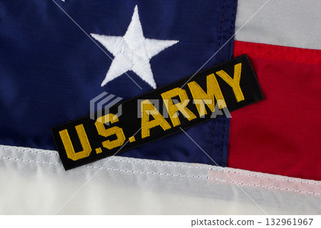 US ARMY Branch Tape on national US flag US ARMY Branch Tape on national US flag 132961967