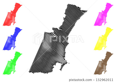 City of Wollongong (Commonwealth of Australia, New South Wales, NSW) map vector illustration, scribble sketch Wollongong map 132962011