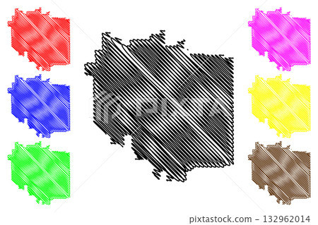 Barkly Region (Commonwealth of Australia, Northern Territory, NT) map vector illustration, scribble sketch Barkly Shire map 132962014