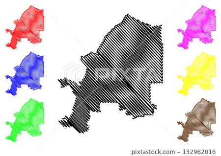 City of Darwin (Commonwealth of Australia, Northern Territory, NT) map vector illustration, scribble sketch map 132962016