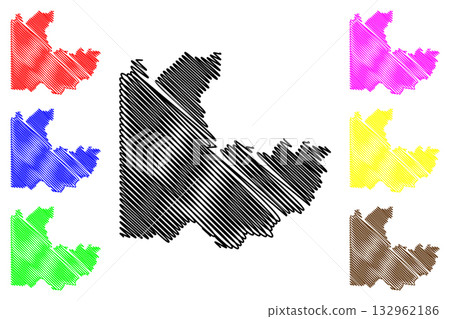 Shire of Boulia (Commonwealth of Australia, Queensland state) map vector illustration, scribble sketch Boulia map 132962186