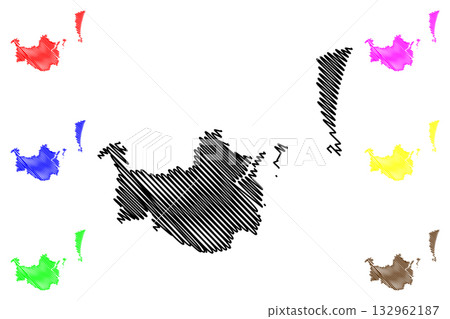 City of Brisbane (Commonwealth of Australia, Queensland state) map vector illustration, scribble sketch Brisbane map 132962187