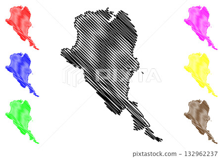 Shire of Douglas (Commonwealth of Australia, Queensland state) map vector illustration, scribble sketch Douglas map 132962237