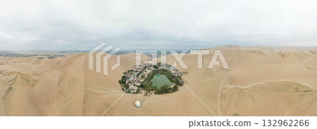 View of the Huacachina oasis in Ica. View of the Huacachina oasis in Ica. 132962266