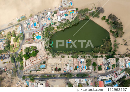 View of the Huacachina oasis in Ica. View of the Huacachina oasis in Ica. 132962267