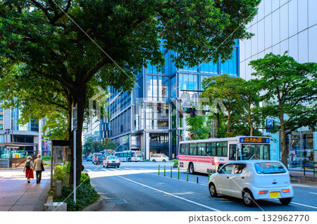 Meiji-dori and Watanabe-dori streets in Tenjin, Chuo-ku, Fukuoka City. Tenjin intersection. One Building and Fukuoka PARCO. Meiji-dori and Watanabe-dori streets in Tenjin, Chuo-ku, Fukuoka City. Tenjin intersection. One Building and Fukuoka PARCO. 132962770
