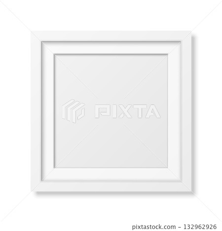 Realistic Square White Picture Frame Vector Illustration. Minimal 3D Photo Frame with White Blank Background for Poster, Artwork, Photography, Gallery, Interior, Wall Decoration Design Template Realistic Square White Picture Frame Vector Illustration. Minimal 3D Photo Frame with White Blank Background for Poster, Artwork, Photography, Gallery, Interior, Wall Decoration Design Template 132962926