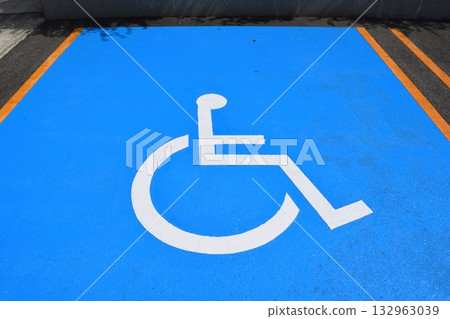 Wheelchair mark caring parking lot Wheelchair mark caring parking lot 132963039