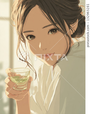 喝酒的女孩插圖 喝酒的女孩插圖 132963281