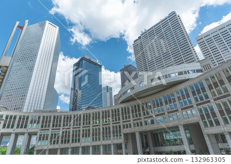 東京都議會大廈和西新宿的摩天大樓 東京都議會大廈和西新宿的摩天大樓 132963305