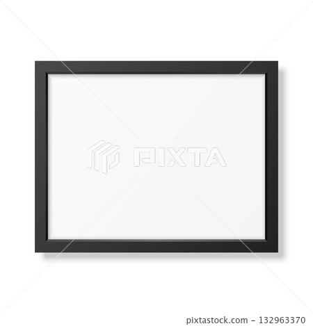 Vector Realistic Horizontal Blank Black Picture Frame Vector Illustration. Minimal Photo Frame for Poster, Artwork, Photography, Gallery, Interior, Wall Decoration Design Template Vector Realistic Horizontal Blank Black Picture Frame Vector Illustration. Minimal Photo Frame for Poster, Artwork, Photography, Gallery, Interior, Wall Decoration Design Template 132963370