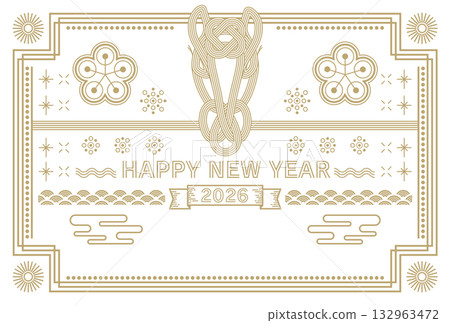 時尚簡約的2026年年新年賀卡 132963472