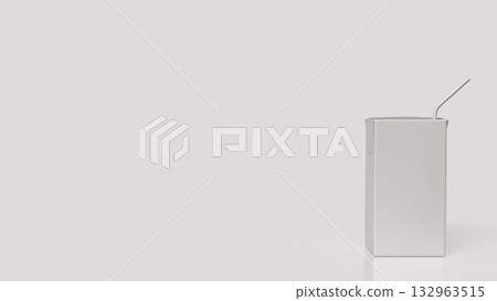 The Blank Juice Box with Straw on White Background 3d render. The Blank Juice Box with Straw on White Background 3d render. 132963515