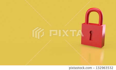 The Red Key on yellow Background  for security or Business concept 3d Rendering. 132963532