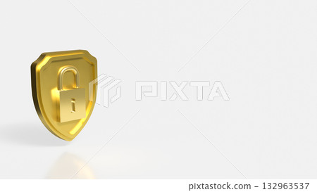 The Gold Shield for Business or security concept 3d Rendering. The Gold Shield for Business or security concept 3d Rendering. 132963537
