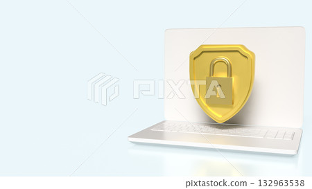 The Gold Shield and note book for Business or security concept 3d Rendering. 132963538