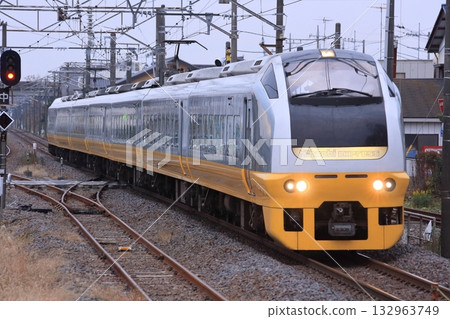 The long E653 series express train, Fresh Hitachi, runs on the Joban Line. Photo taken on December 2, 2010. The long E653 series express train, Fresh Hitachi, runs on the Joban Line. Photo taken on December 2, 2010. 132963749