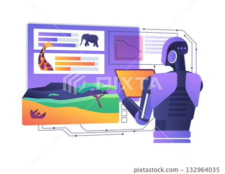 AI-Smart Endangered Species Population Estimation abstract concept vector illustration. 132964035