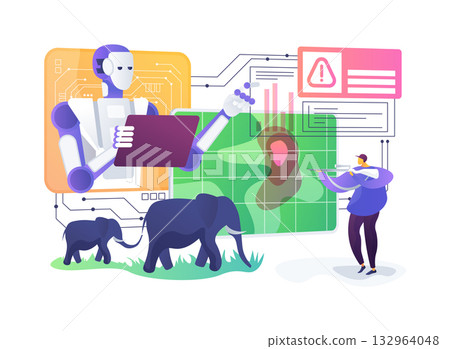 AI-Enhanced Species Poaching Risk Prediction abstract concept vector illustration. 132964048