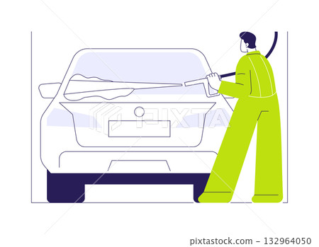 Manual car wash abstract concept vector illustration. Manual car wash abstract concept vector illustration. 132964050
