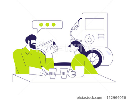 Gas station cafe abstract concept vector illustration. Gas station cafe abstract concept vector illustration. 132964056