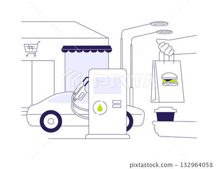 Gas station shop abstract concept vector illustration. Gas station shop abstract concept vector illustration. 132964058