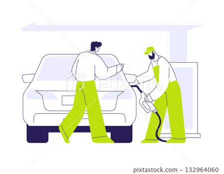 Filling station attendant abstract concept vector illustration. 132964060
