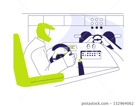 Racing simulator abstract concept vector illustration. Racing simulator abstract concept vector illustration. 132964062