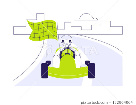 Kart racing abstract concept vector illustration. 132964064