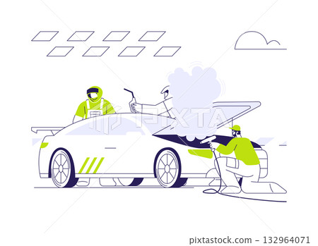 Overheated engine abstract concept vector illustration. 132964071