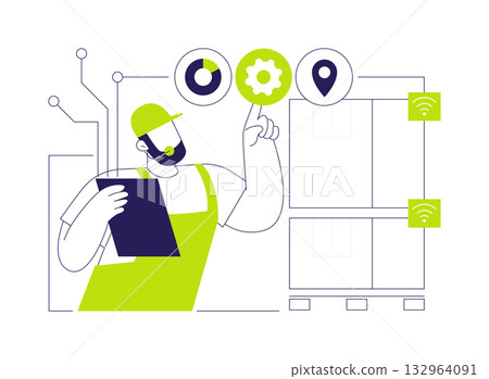 IoT in warehousing abstract concept vector illustration. 132964091