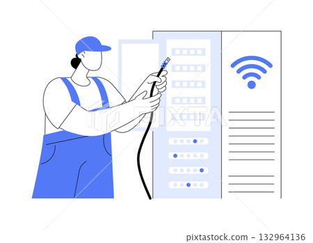 Local area network engineer isolated cartoon vector illustrations. Local area network engineer isolated cartoon vector illustrations. 132964136