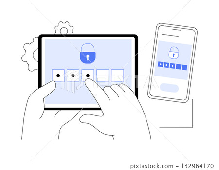 Two-factor authentication verification isolated cartoon vector illustrations. Two-factor authentication verification isolated cartoon vector illustrations. 132964170