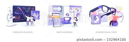AI in Personalized Medical Care abstract concept vector illustrations. 132964180
