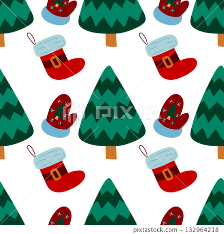 Christmas seamless pattern in hand draw style 132964218