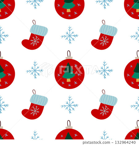 Christmas seamless pattern in hand draw style 132964240