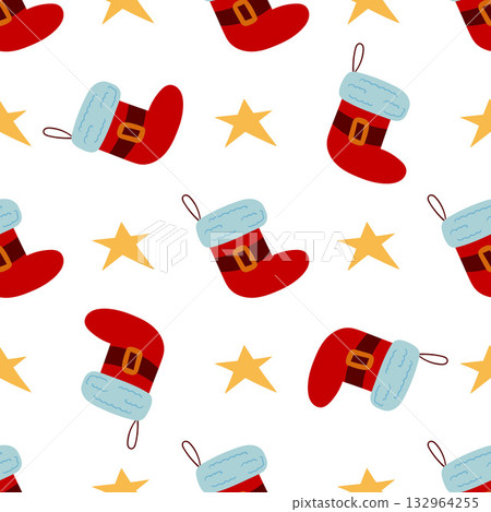 Christmas seamless pattern in hand draw style 132964255