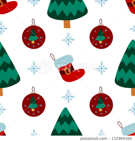 Christmas seamless pattern in hand draw style 132964260